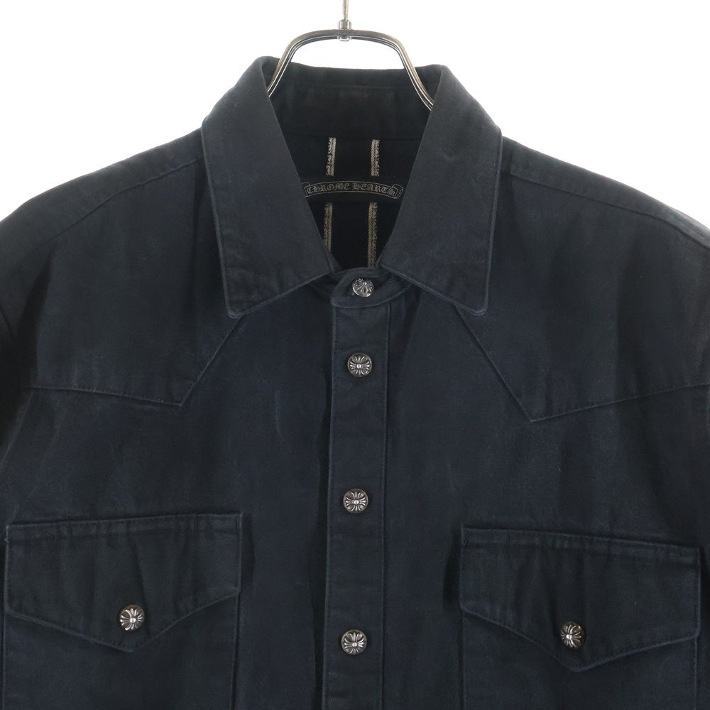 CHROME HEARTS(クロムハーツ) 袖クロスパッチクロスボールボタンデニム長袖シャツ DENIM WESTERN/デニムウエスタン