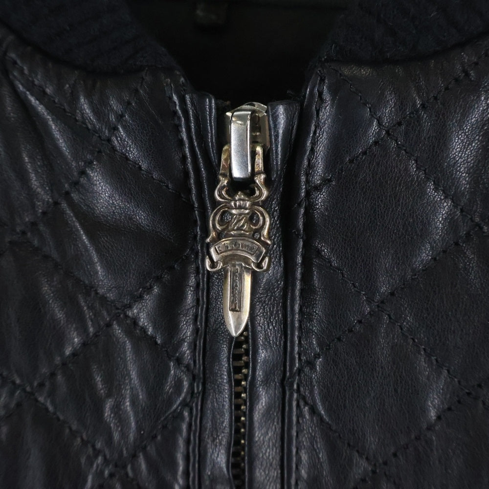 CHROME HEARTS(クロムハーツ) レザーキルティングジップアップジャケット レディース