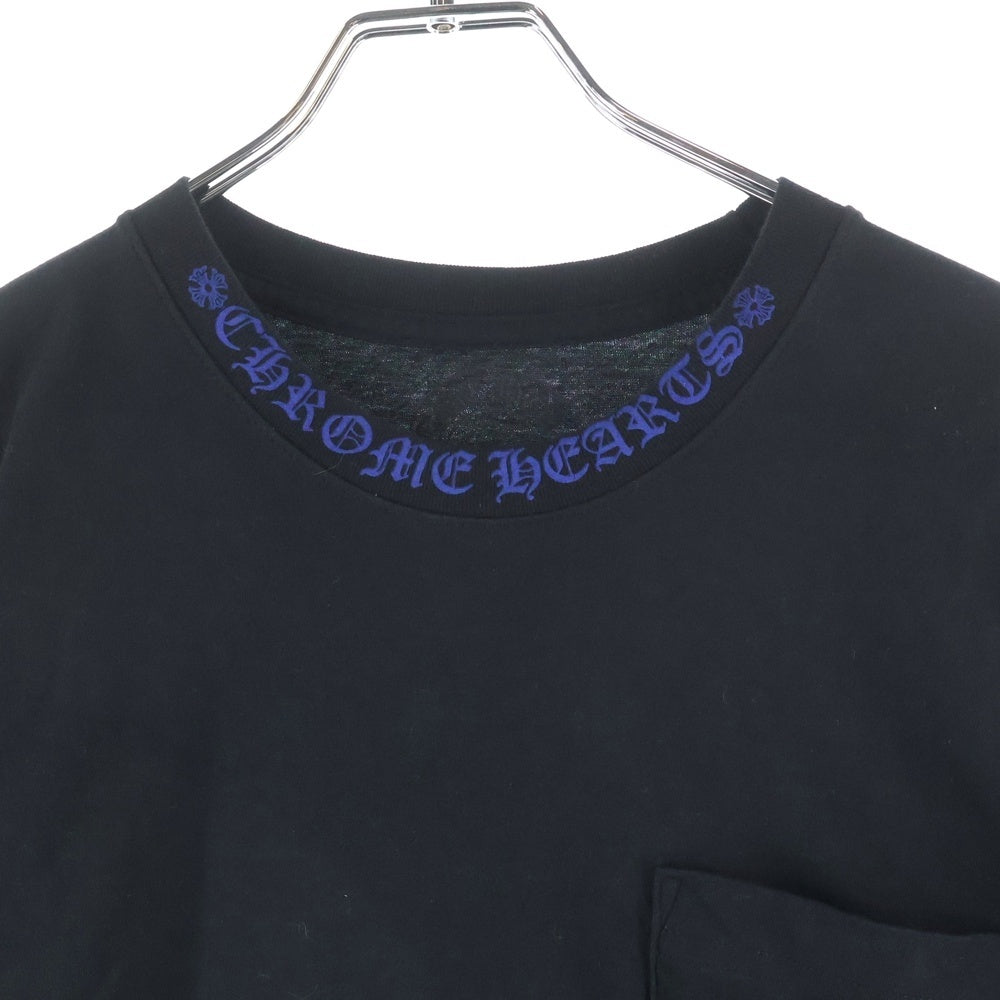 CHROME HEARTS(クロムハーツ) NECK LOGO S/S TEE ネック ロゴプリントTシャツ 半袖カットソー ブラック/ブルー