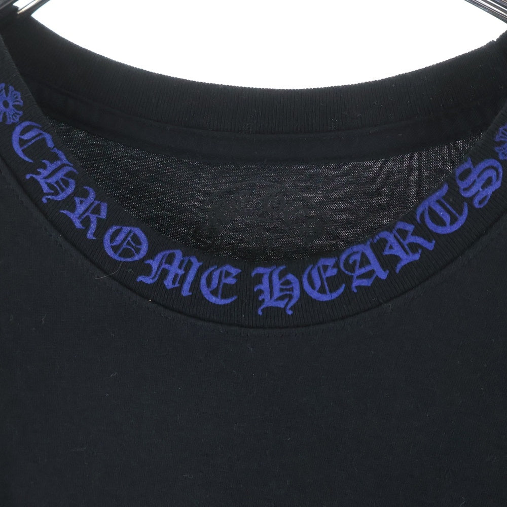 CHROME HEARTS(クロムハーツ) NECK LOGO S/S TEE ネック ロゴプリントTシャツ 半袖カットソー ブラック/ブルー