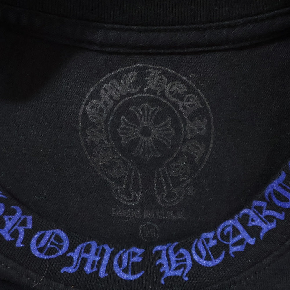 CHROME HEARTS(クロムハーツ) NECK LOGO S/S TEE ネック ロゴプリントTシャツ 半袖カットソー ブラック/ブルー
