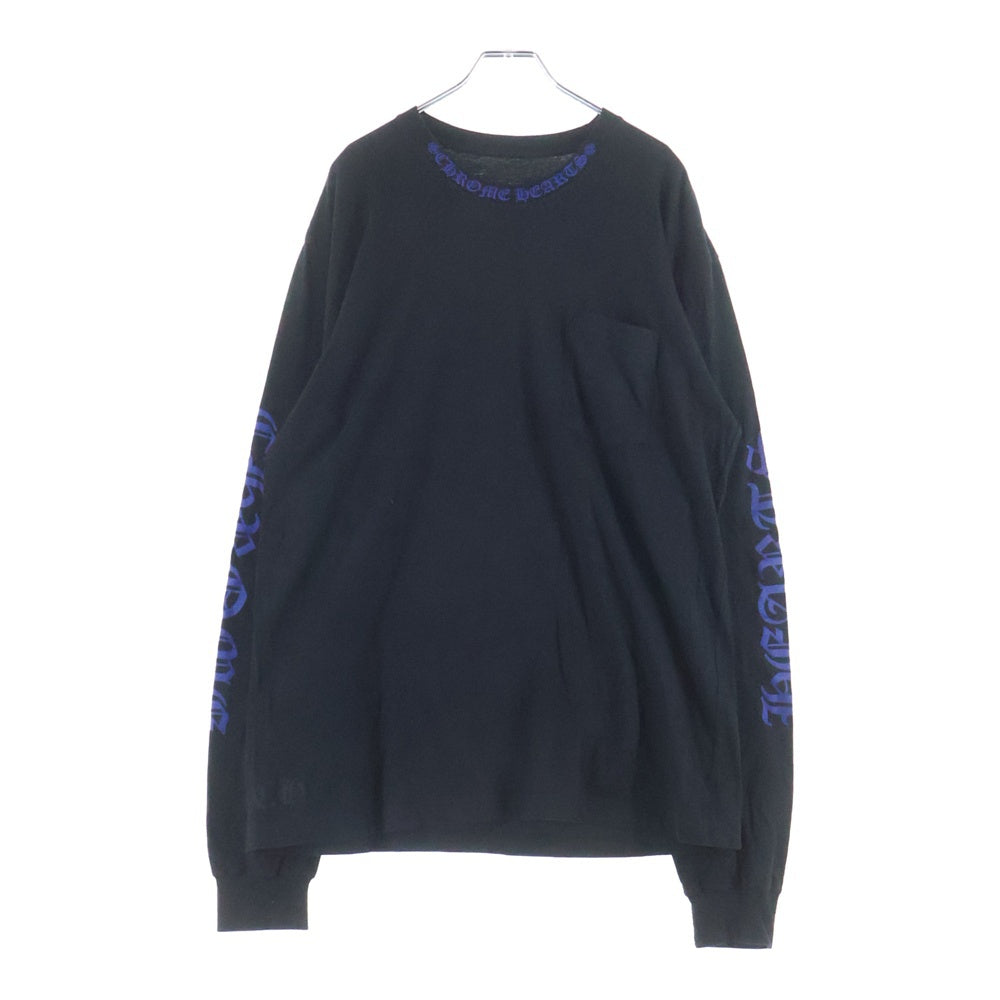 CHROME HEARTS(クロムハーツ) Neck Logo L/S TEE ネックロゴ ロングスリーブ長袖Tシャツ ブルー/ブラック