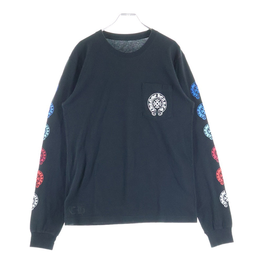 CHROME HEARTS(クロムハーツ) Multi Color Horseshoe L/S T-shirt マルチカラー ホースシュー クルーネック長袖Tシャツカットソー ブラック