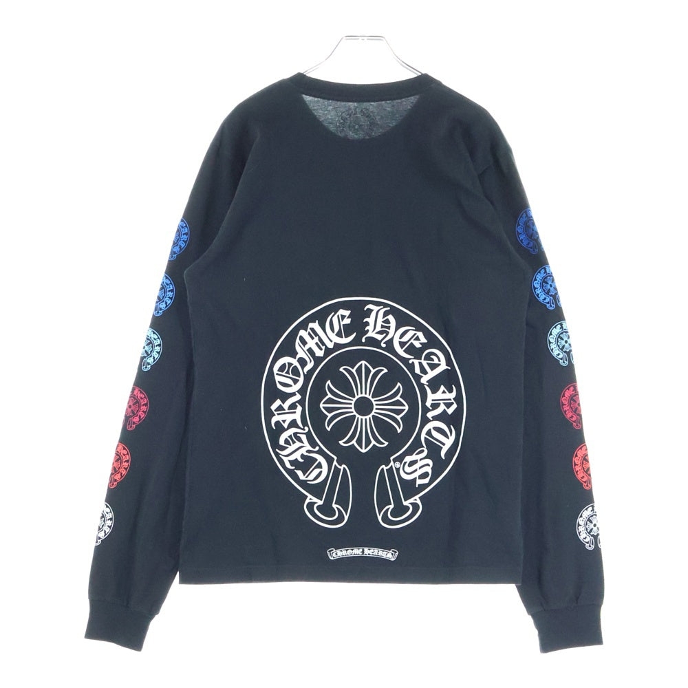 CHROME HEARTS(クロムハーツ) Multi Color Horseshoe L/S T-shirt マルチカラー ホースシュー クルーネック長袖Tシャツカットソー ブラック