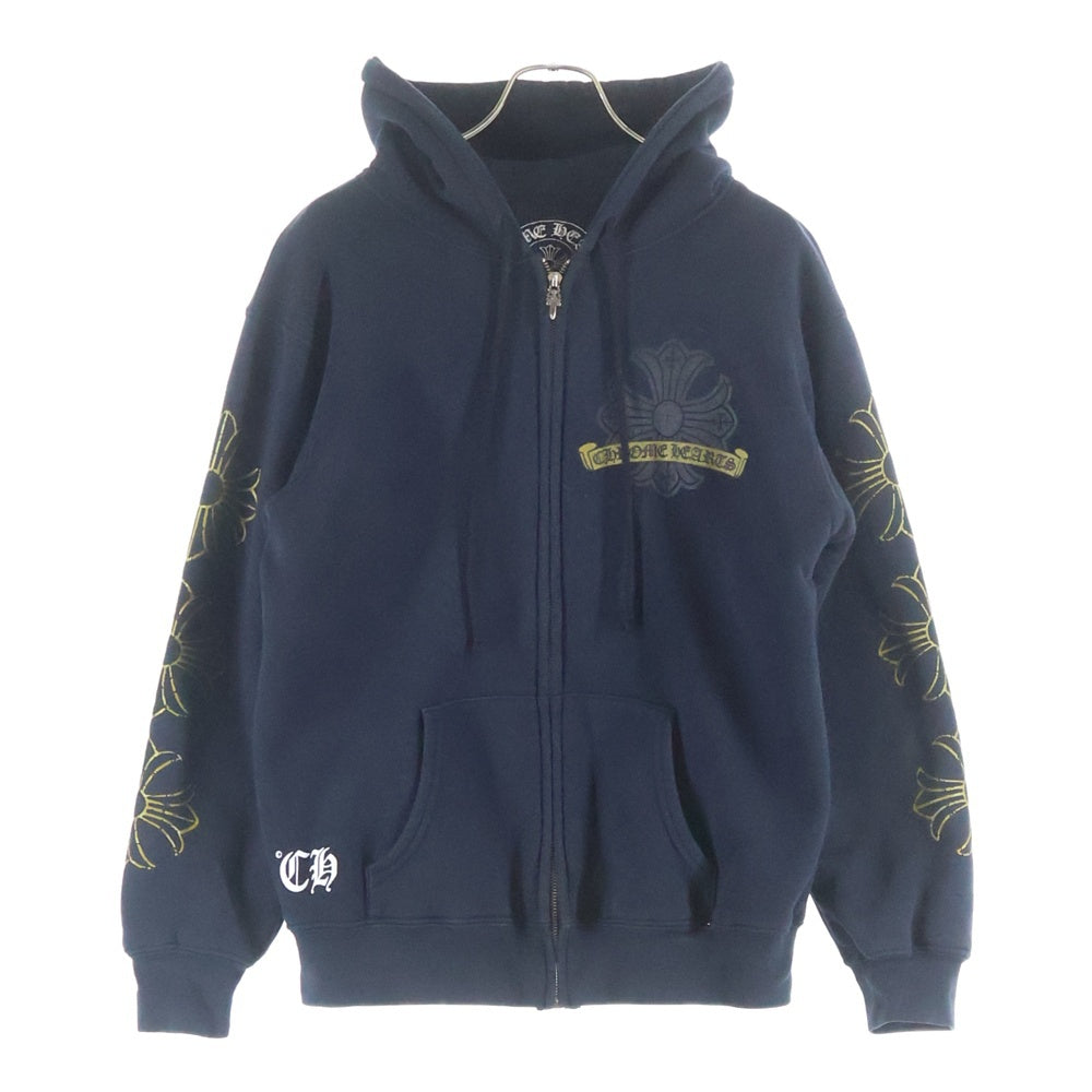 CHROME HEARTS クロムハーツ CH PLUS SWTSHRT HD ZIP CHプラスサークルバックプリント 裏地サーマルジップアップフーディーパーカー ブラック CHROME HEARTS(クロムハーツ) CH PLUS SWTSHRT HD ZIP バックホース