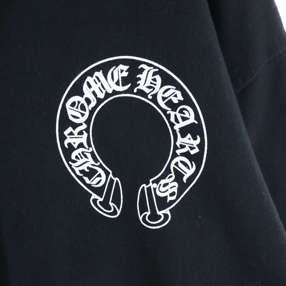 CHROME HEARTS(クロムハーツ) SWTSHRT PLVR 袖フローラルバックホースシュープリントプルオーバーパーカー ブラック