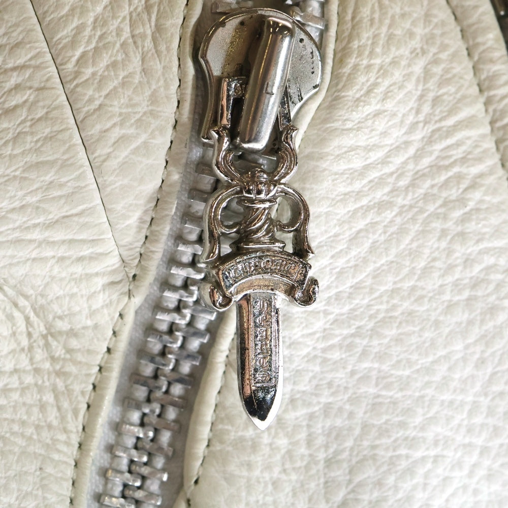 CHROME HEARTS(クロムハーツ) JJ DEAN SMALL ディーン スモール レザー ライダース ハンドバッグ ホワイト レディース