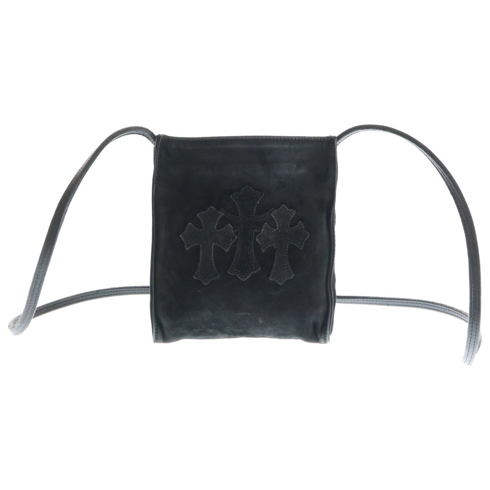 CHROME HEARTS(クロムハーツ) SQ PKT 3CEME CRS スクエアポケット 3クロスパッチスエードショルダーバッグ レディース