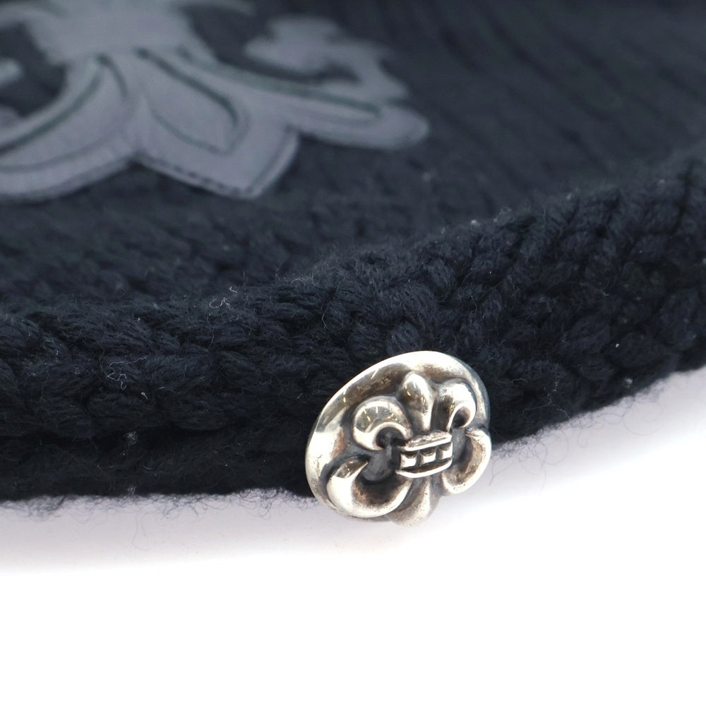 CHROME HEARTS(クロムハーツ) BEANIE CASH ビーニー カシミヤ BSフレア レザーパッチ ブラック