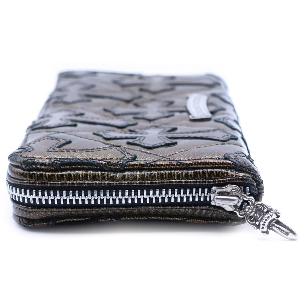 CHROME HEARTS(クロムハーツ) REC F ZIP QUILTED セメタリークロス キルティング ラメ ウォレット財布 セントバース限定