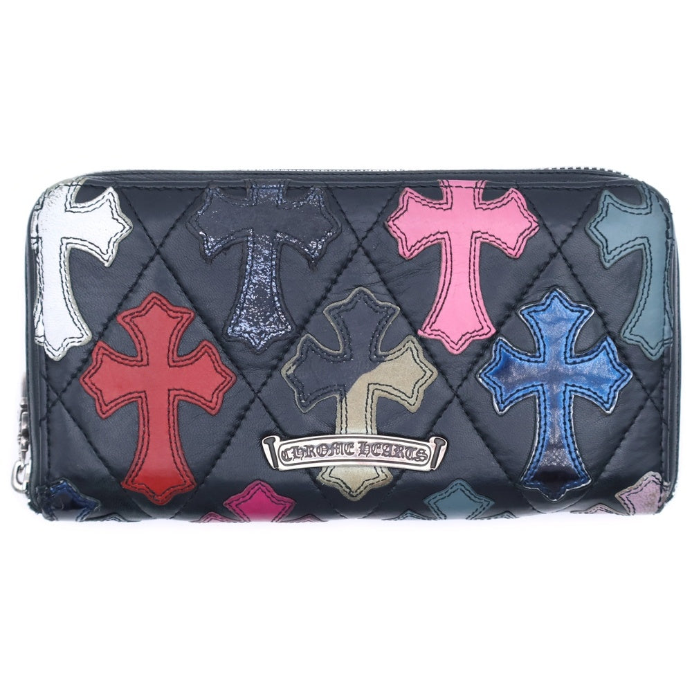 CHROME HEARTS(クロムハーツ) REC F ZIP QUILTED マルチパッチ セメタリー クロスキルティング レザーウォレット 財布