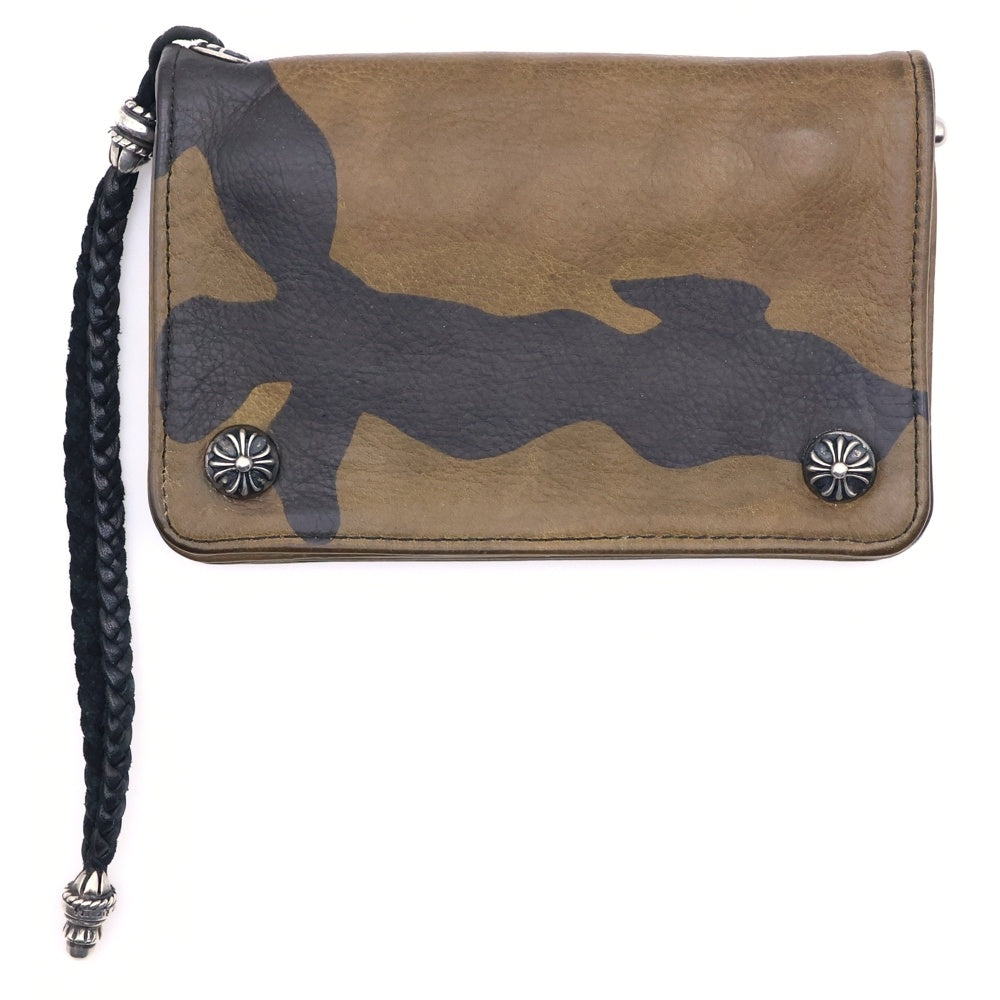 CHROME HEARTS(クロムハーツ) 2ZIP STRAP 2ジップストラップ ストラップ付クロスボールボタンレザーウォレット財布