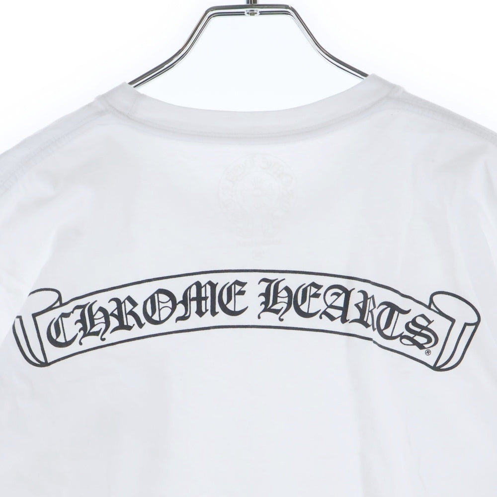 CHROME HEARTS(クロムハーツ) CH T-SHIRT スクロールラベルプリント フロントポケット クルーネック半袖Tシャツカットソー ホワイト