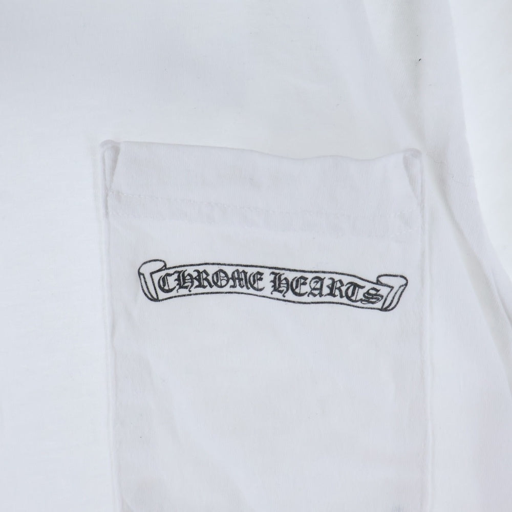 CHROME HEARTS(クロムハーツ) CH T-SHIRT スクロールラベルプリント フロントポケット クルーネック半袖Tシャツカットソー ホワイト