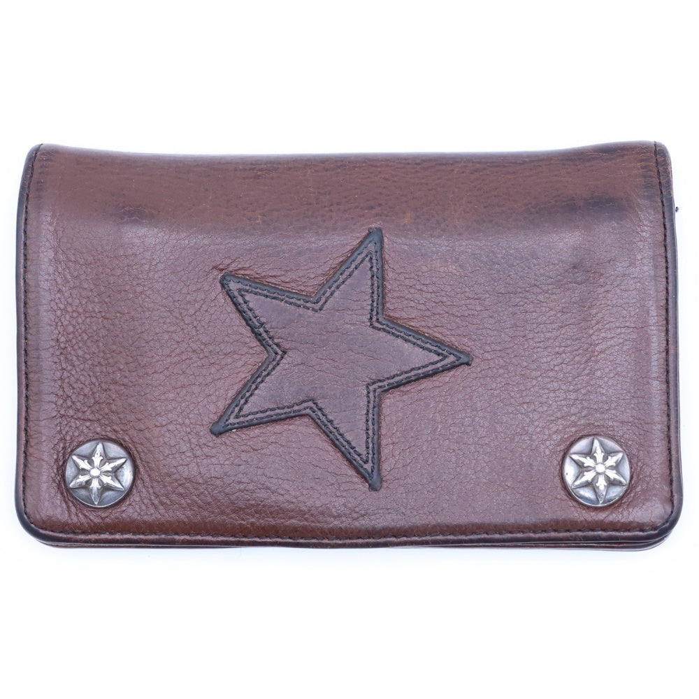 CHROME HEARTS(クロムハーツ) 1ZIP 1ジップ スターボタン レザーウォレット スターパッチ 財布 ブラウン BCA362