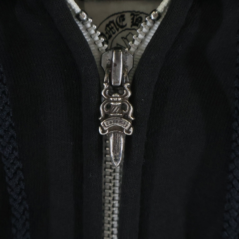 CHROME HEARTS(クロムハーツ) OLD THRML SWTSHRT HD ZIP 裏地サーマルアームロゴプリント ダガージップアップパーカー ブラック