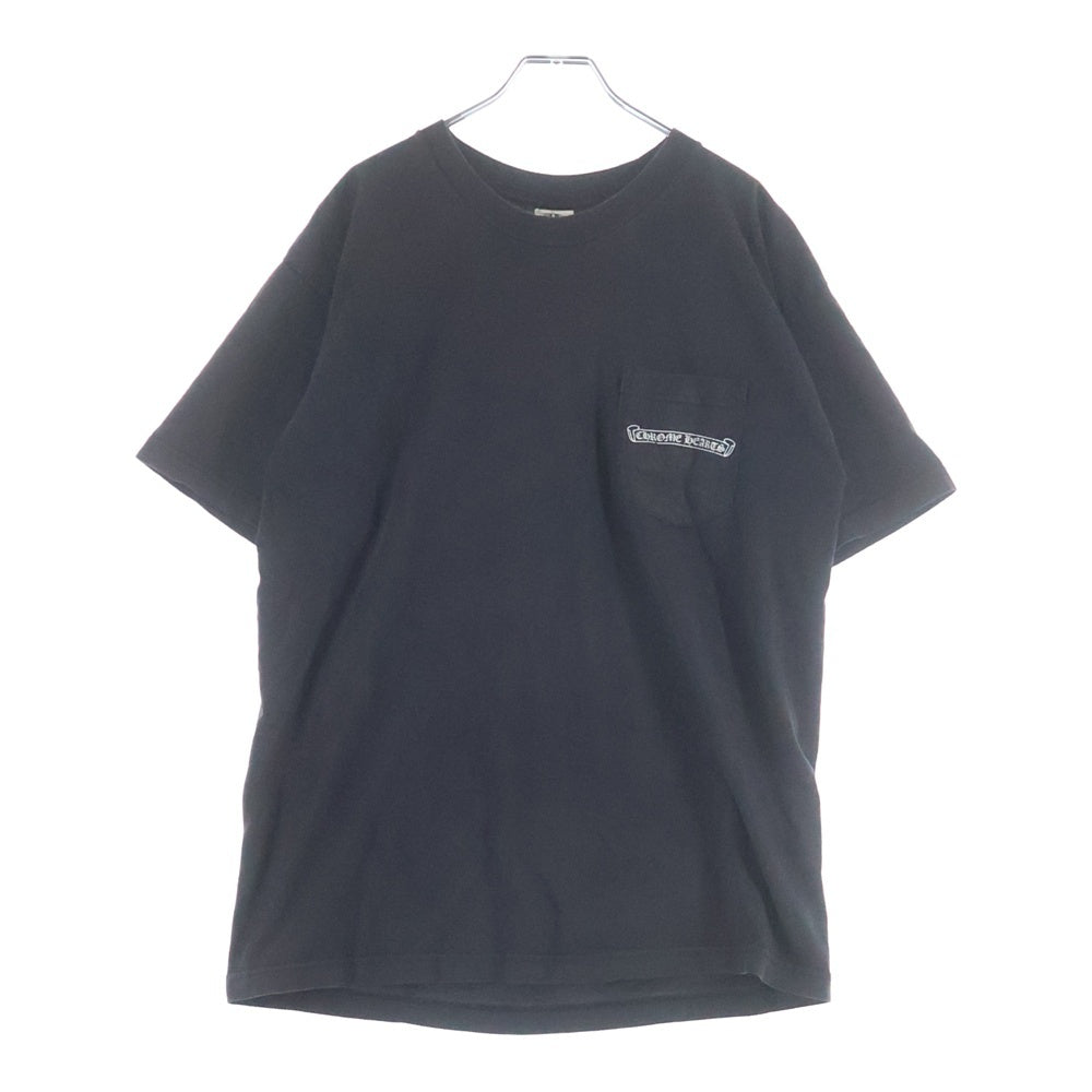 CHROME HEARTS(クロムハーツ) OLD CH T-SHIRT スクロールラベルプリント クルーネック ポケット 半袖Tシャツカットソー ブラック