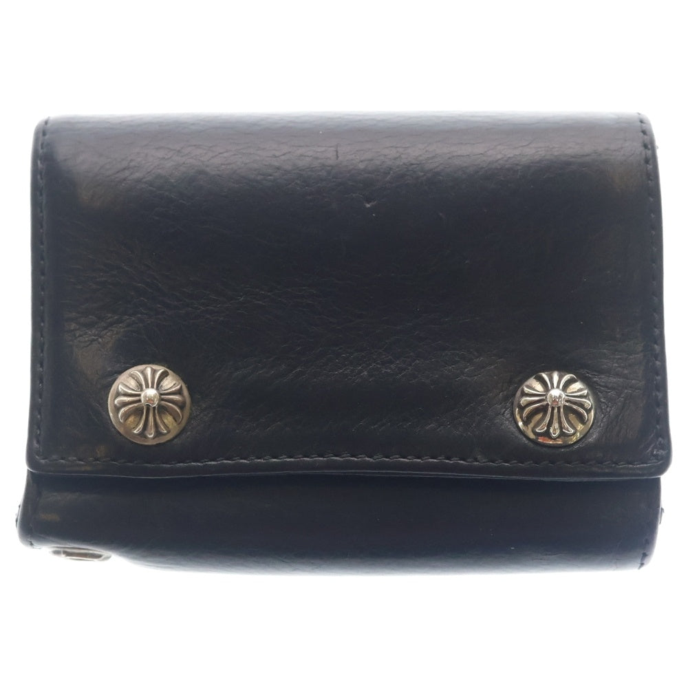 CHROME HEARTS(クロムハーツ) 3FOLD 3フォールド クロスボールボタン レザーウォレット 財布 ブラック BCA364
