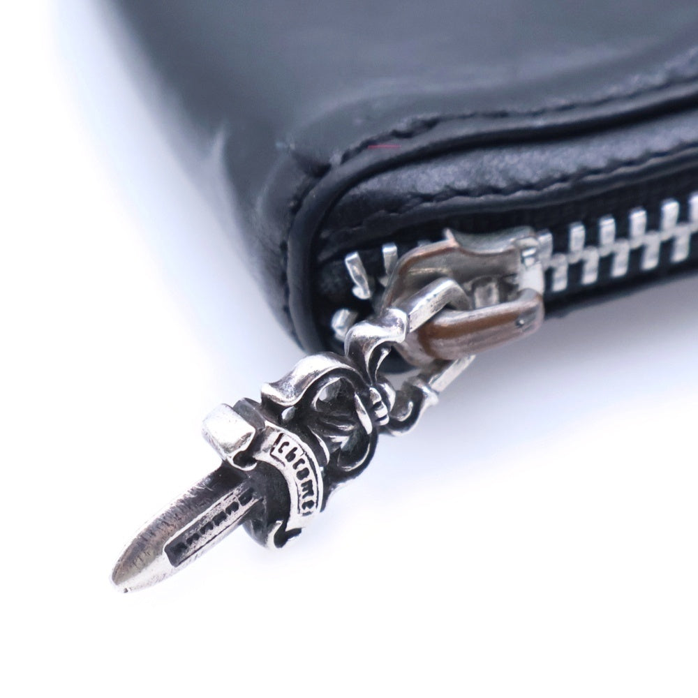 CHROME HEARTS(クロムハーツ) COIN CASE ダガーラウンドジップレザーコインケース 財布 ブラック