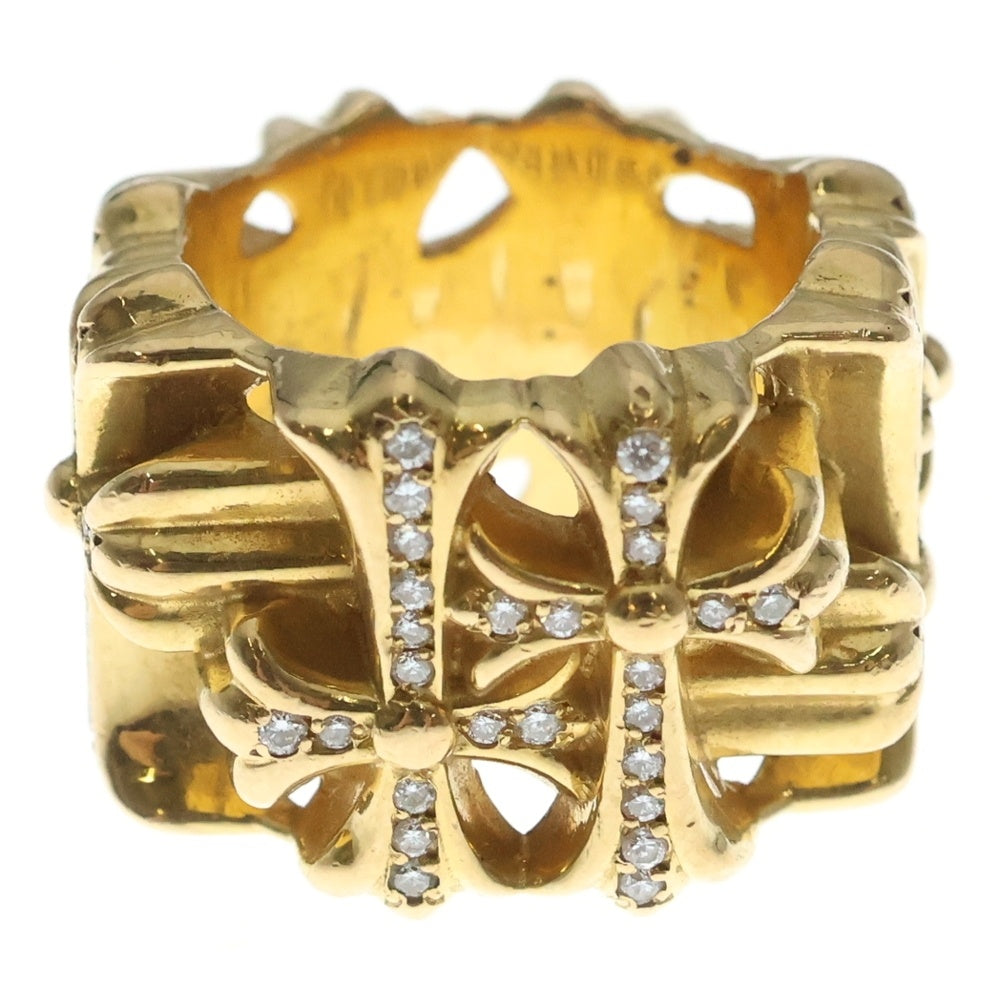 CHROME HEARTS(クロムハーツ) 22K SQUARE CEMETERY P/D スクエアセメタリークロス リング PAVEダイヤ ゴールド