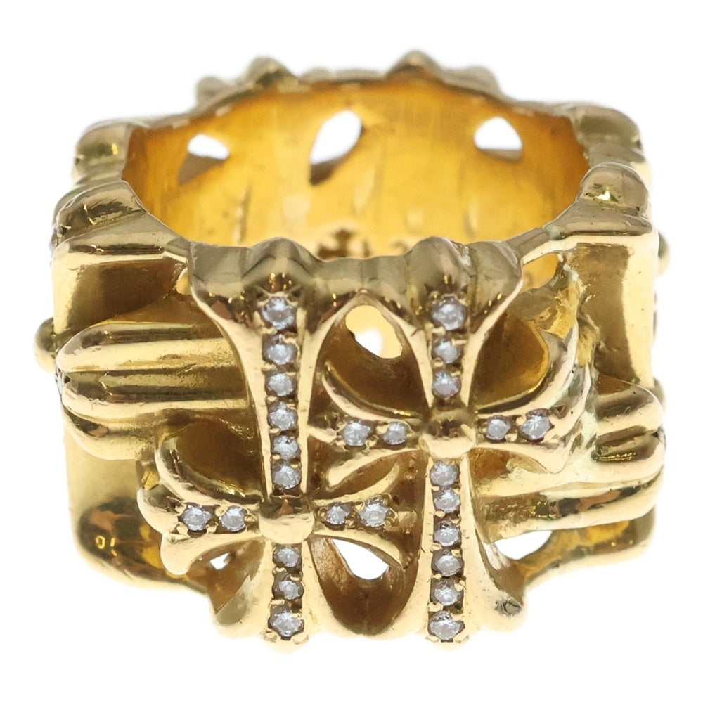 CHROME HEARTS(クロムハーツ) 22K SQUARE CEMETERY P/D スクエアセメタリークロス リング PAVEダイヤ ゴールド