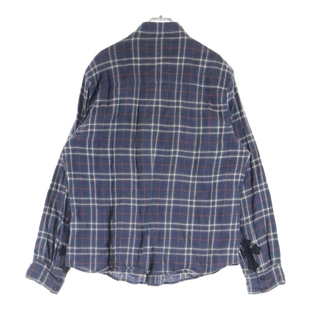 CHROME HEARTS(クロムハーツ) LOOSEENDS LS ルーズエンド 袖クロスパッチクロスボタンチェック長袖シャツ