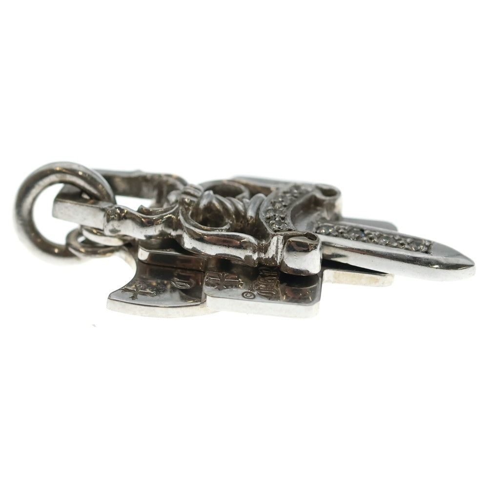 CHROME HEARTS(クロムハーツ) 18K 3TRINKETS P/D/18Kスリートリンケッツ PAVEダイヤ/ホワイトゴールドネックレストップ
