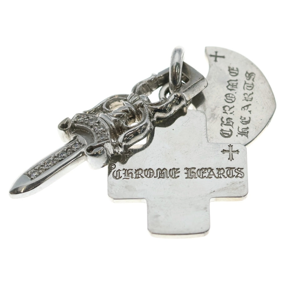 CHROME HEARTS(クロムハーツ) 18K 3TRINKETS P/D/18Kスリートリンケッツ PAVEダイヤ/ホワイトゴールドネックレストップ