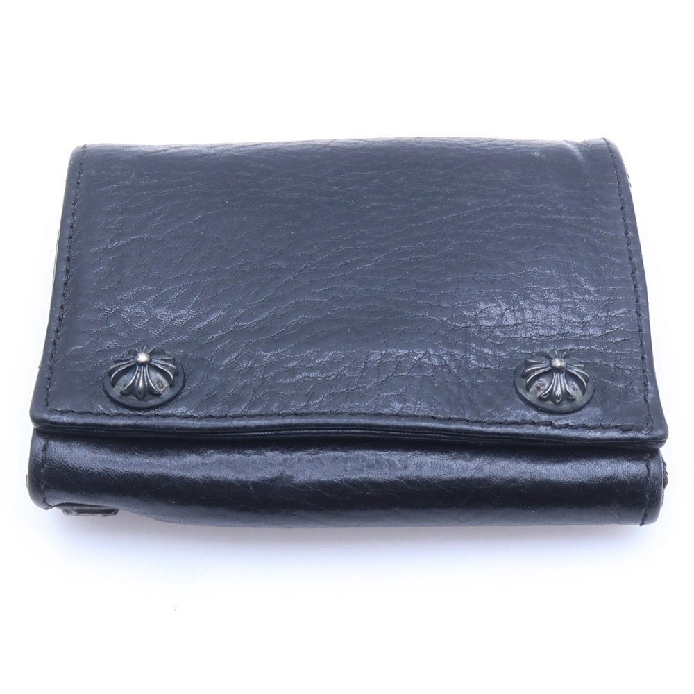 CHROME HEARTS(クロムハーツ) 3FOLD 3フォールド クロスボールボタン レザーウォレット 財布 ブラック
