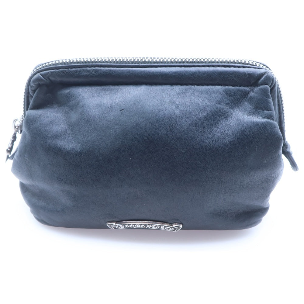 CHROME HEARTS(クロムハーツ) CHプラスパッチ付き ダガージップレザーコスメポーチ