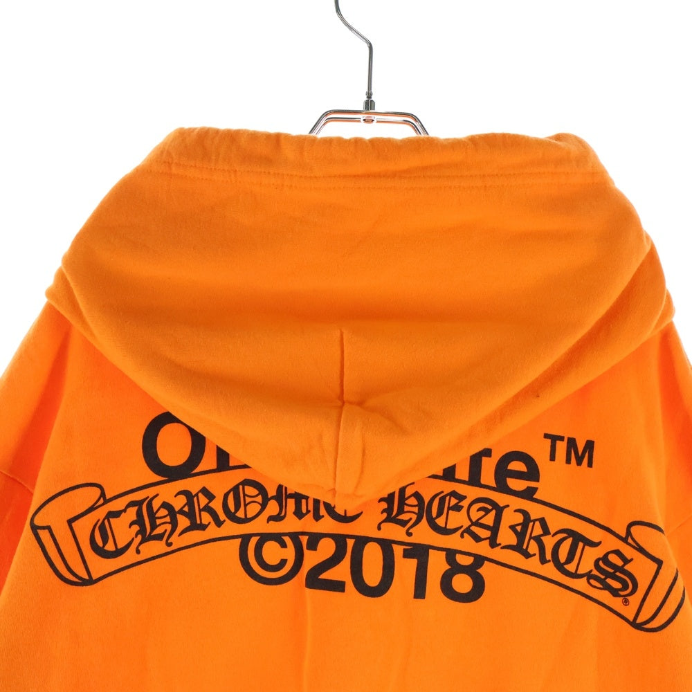 CHROME HEARTS(クロムハーツ) HD PLVR V OFF WHITE オフホワイトロゴバックプリントプルオーバーパーカー