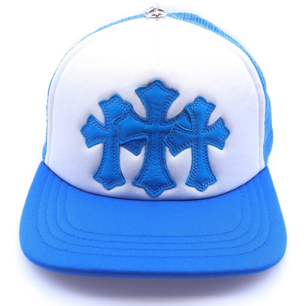 クロムハーツ Chrome Hearts TRUCKER CAP トラッカーキャップ 3セメタリーレザーパッチ オレンジ ホワイト 美品  キャップ CHROME HEARTS(クロムハーツ) TRUCKER CAP トラッカーキャップ 3