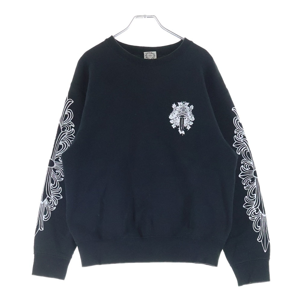 CHROME HEARTS(クロムハーツ) OLD SWTSHRT 袖フローラルクルーネック スウェット ブラック