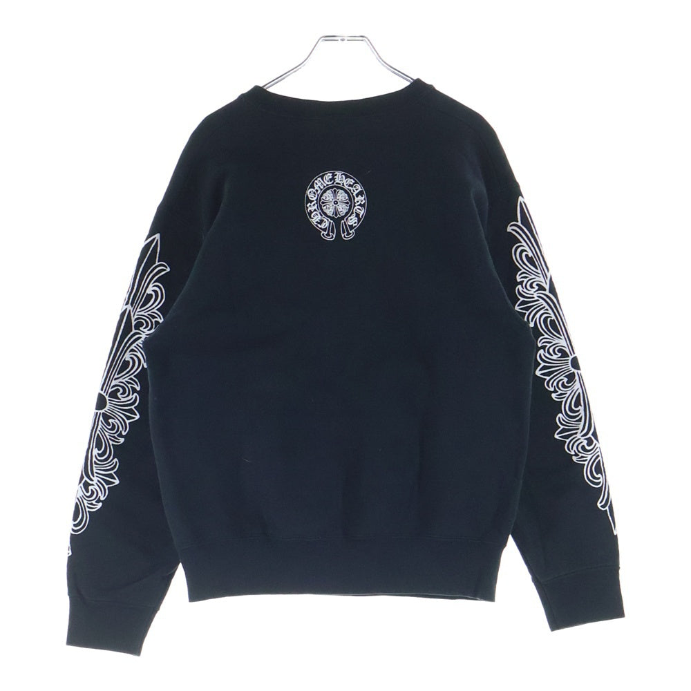 CHROME HEARTS(クロムハーツ) OLD SWTSHRT 袖フローラルクルーネック スウェット ブラック