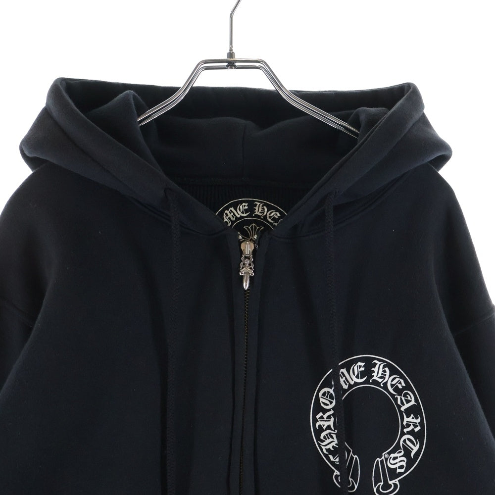 CHROME HEARTS(クロムハーツ) SWTSHRT HD ZIP バックスクロールラベルプリント 袖CHクロス 裏地サーマル ジップアップパーカー