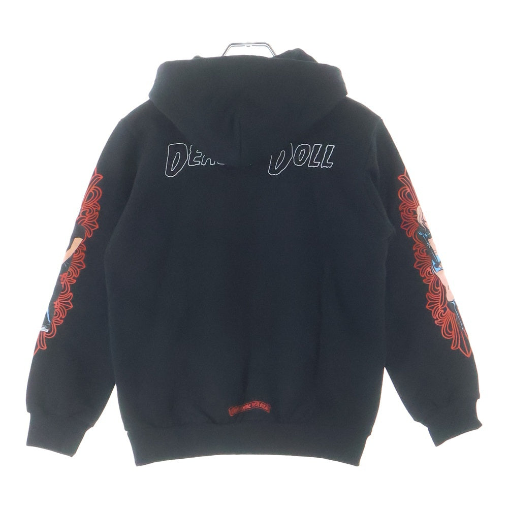 CHROME HEARTS(クロムハーツ) ×DEADLY DOLL FLRL CRS SWTSHRT PLVR デッドリードール フローラルクロス プルオーバーフーディ パーカー チルドレン キッズ ブラック
