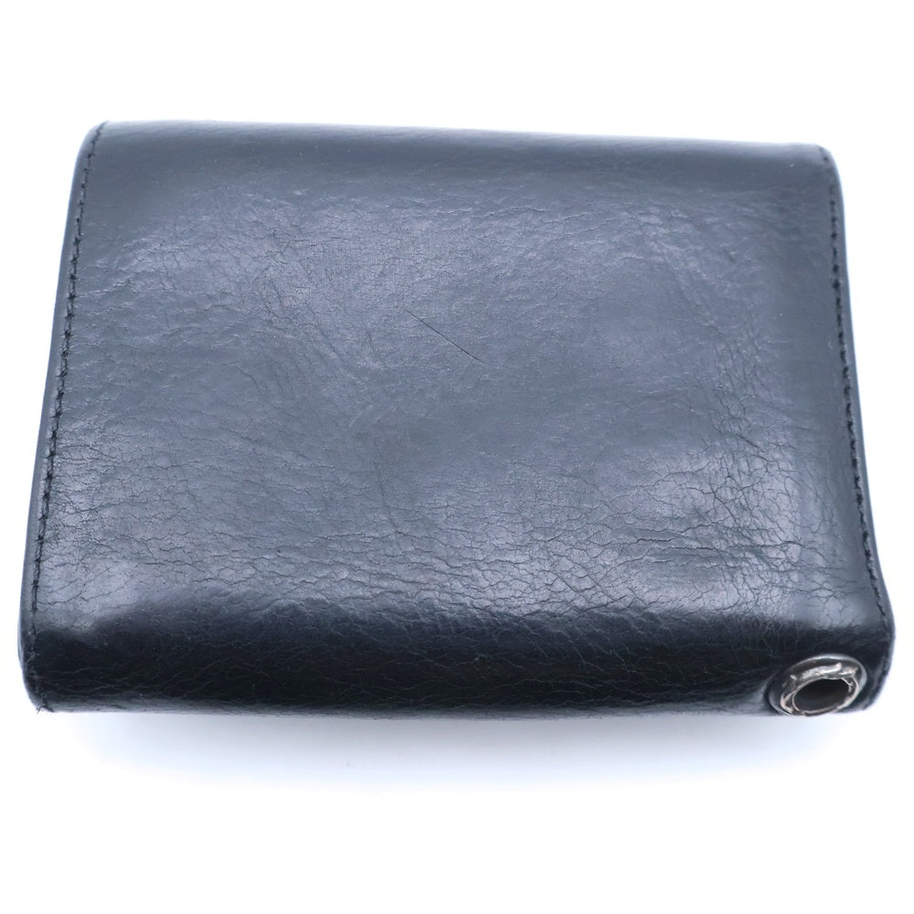 CHROME HEARTS(クロムハーツ) 3FOLD 3フォールド クロスボールボタン レザーウォレット 財布 ブラック BCA364