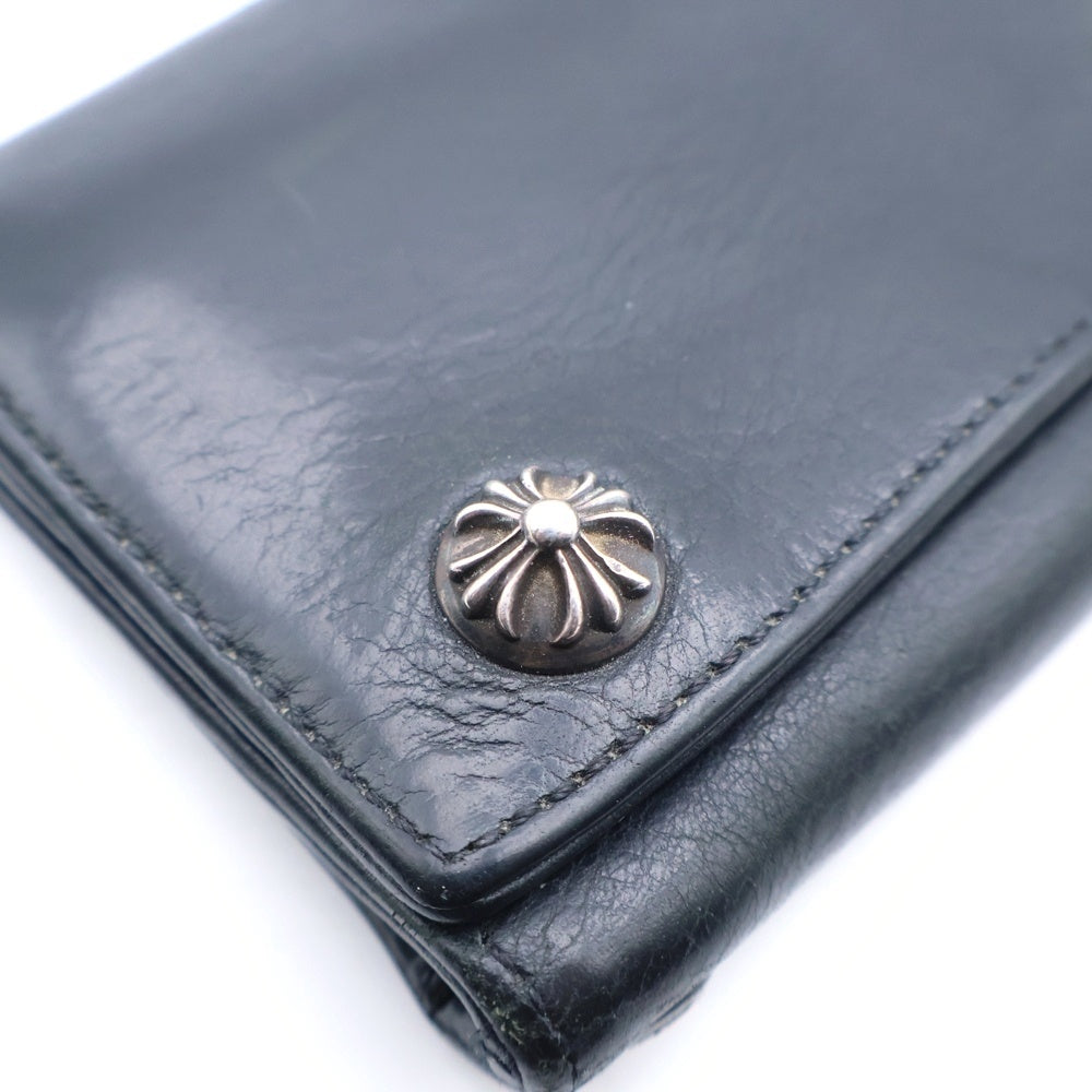 CHROME HEARTS(クロムハーツ) 3FOLD 3フォールド クロスボールボタン レザーウォレット 財布 ブラック BCA364