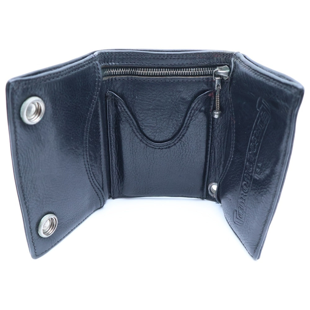 CHROME HEARTS(クロムハーツ) 3FOLD 3フォールド クロスボールボタン レザーウォレット 財布 ブラック BCA364