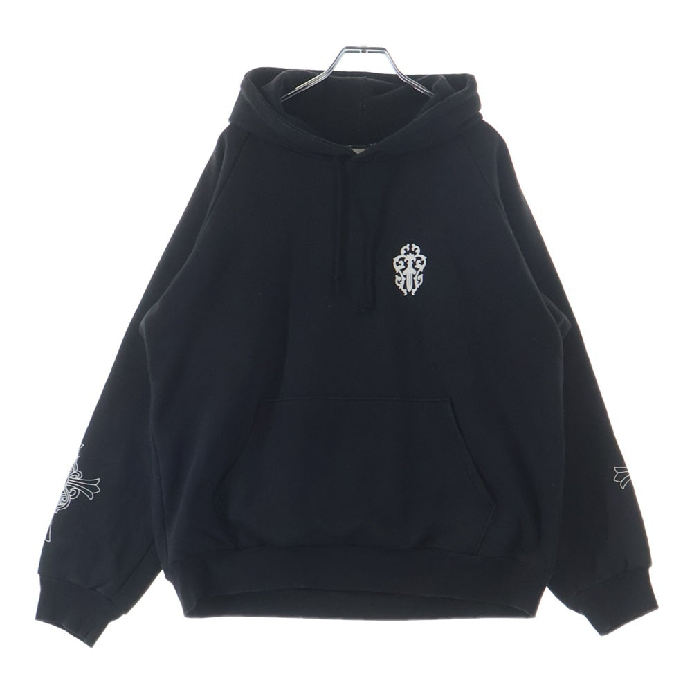 CHROME HEARTS(クロムハーツ) OLD VINE DAGGER オールド 袖CHクロスプリント 裏地サーマル プルオーバーフーディ パーカー