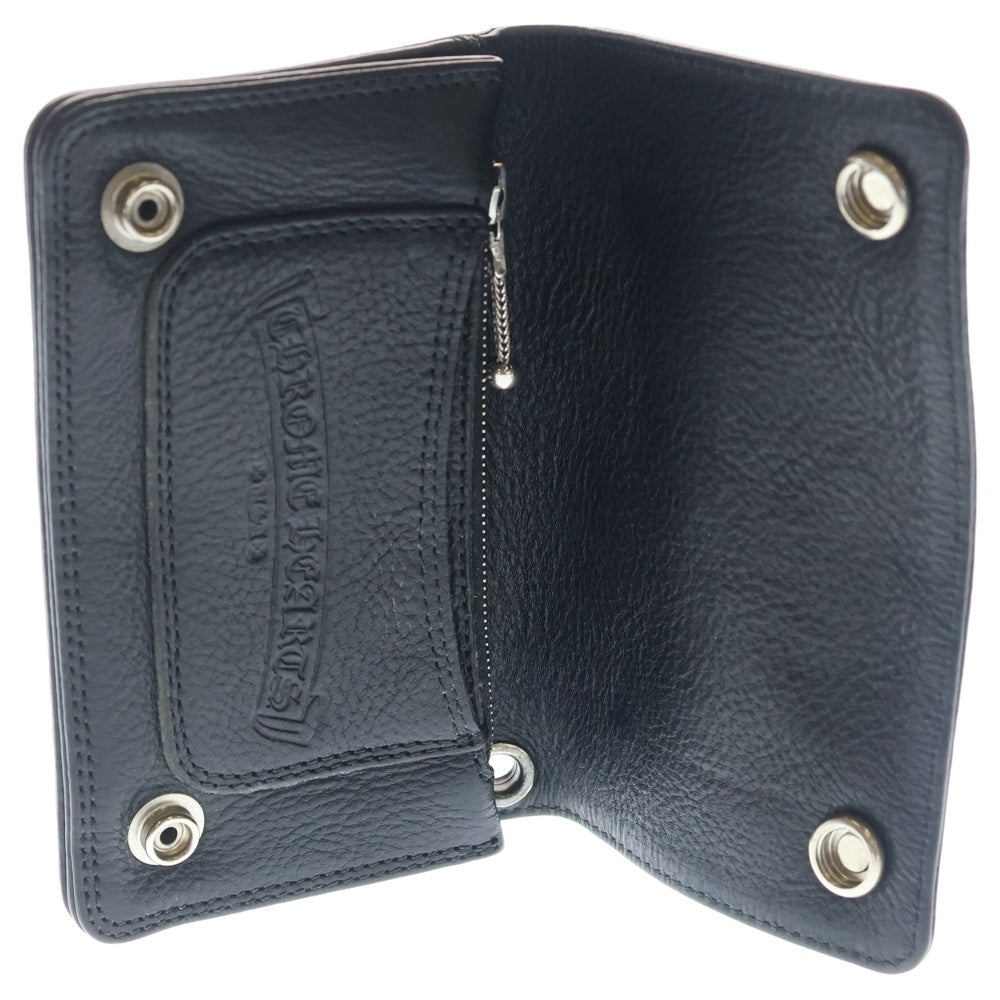 CHROME HEARTS(クロムハーツ) 1ZIP CROSS PATCH 1ジップ クロスパッチ付きクロスボタンレザーウォレット財布