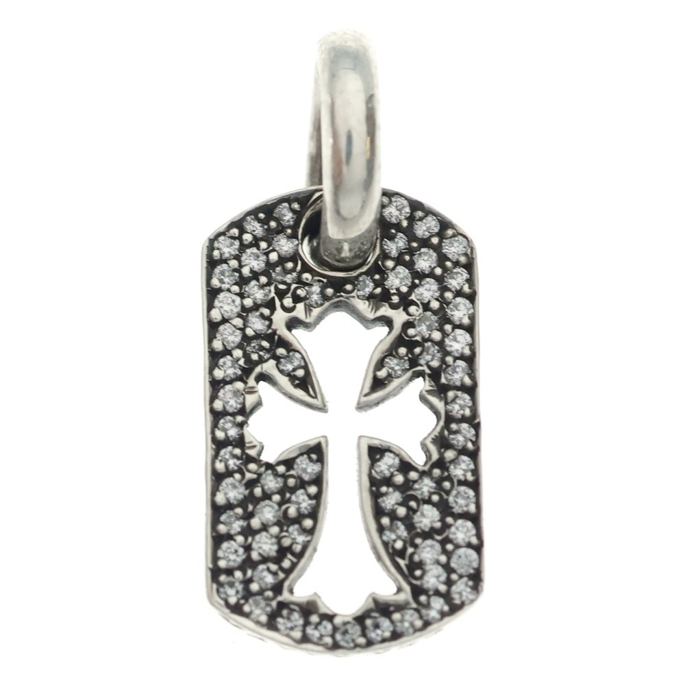 CHROME HEARTS(クロムハーツ) DT TNY CO CRS P D タイニーカットアウトクロスドッグタグ アフターダイヤ ネックレストップ シルバー
