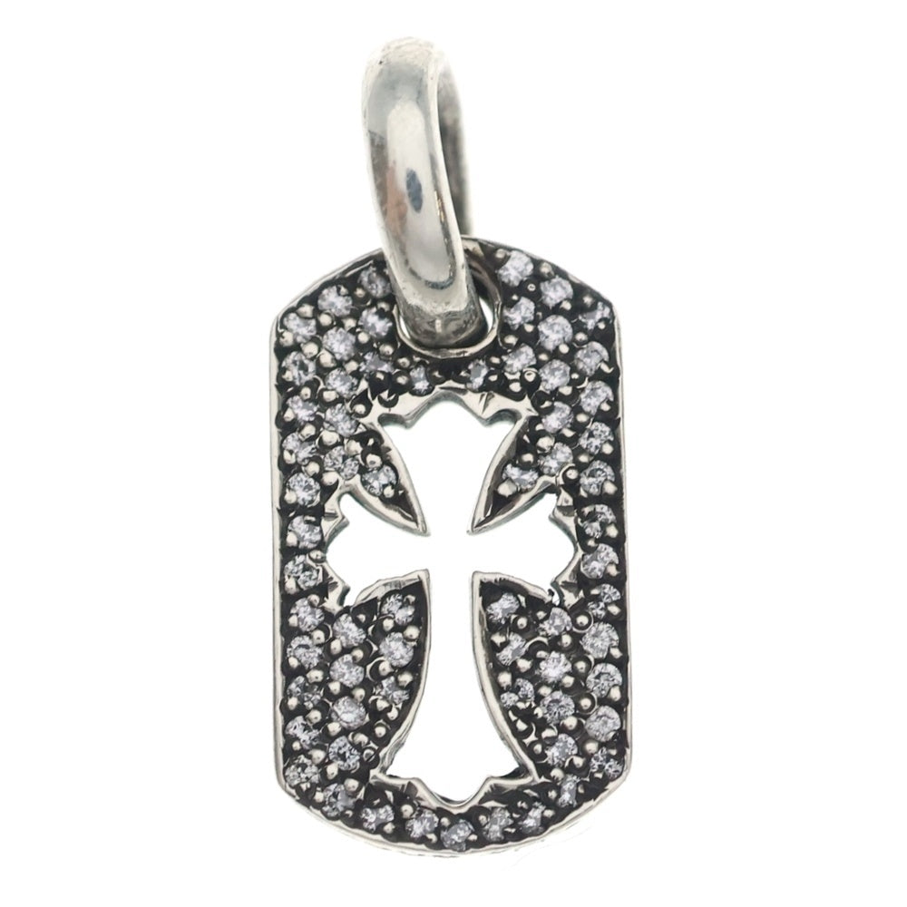 CHROME HEARTS(クロムハーツ) DT TNY CO CRS P D タイニーカットアウトクロスドッグタグ アフターダイヤ ネックレストップ シルバー