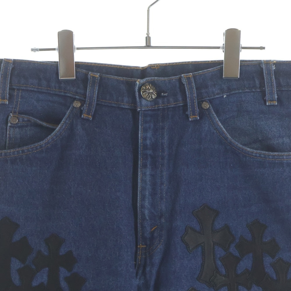 CHROME HEARTS(クロムハーツ) ×LEVI'S U VNTG JEAN BLU ORNG TAB 517 クロスパッチ付きウォッシュドデニムパンツ