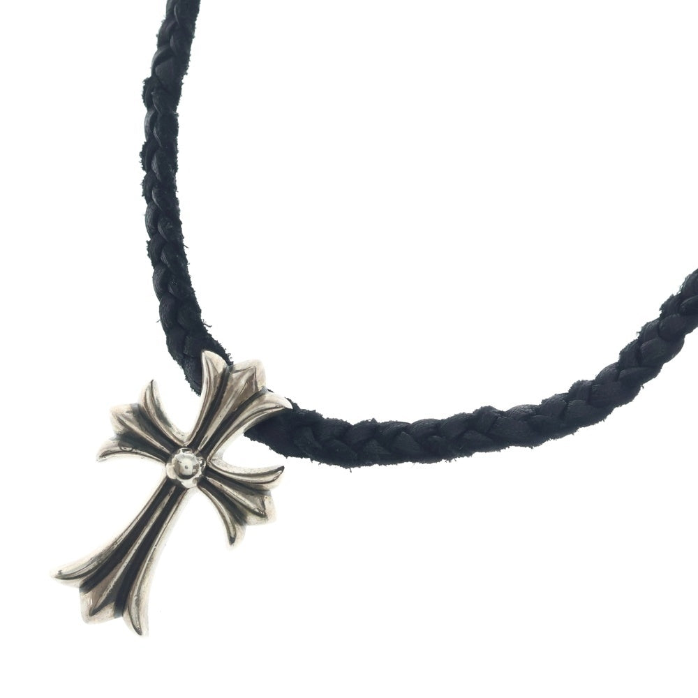 CHROME HEARTS(クロムハーツ) CH CRS SML CL スモールCHクロス クリンプト レザーブレイド ネックレス シルバー/ブラック BCA217