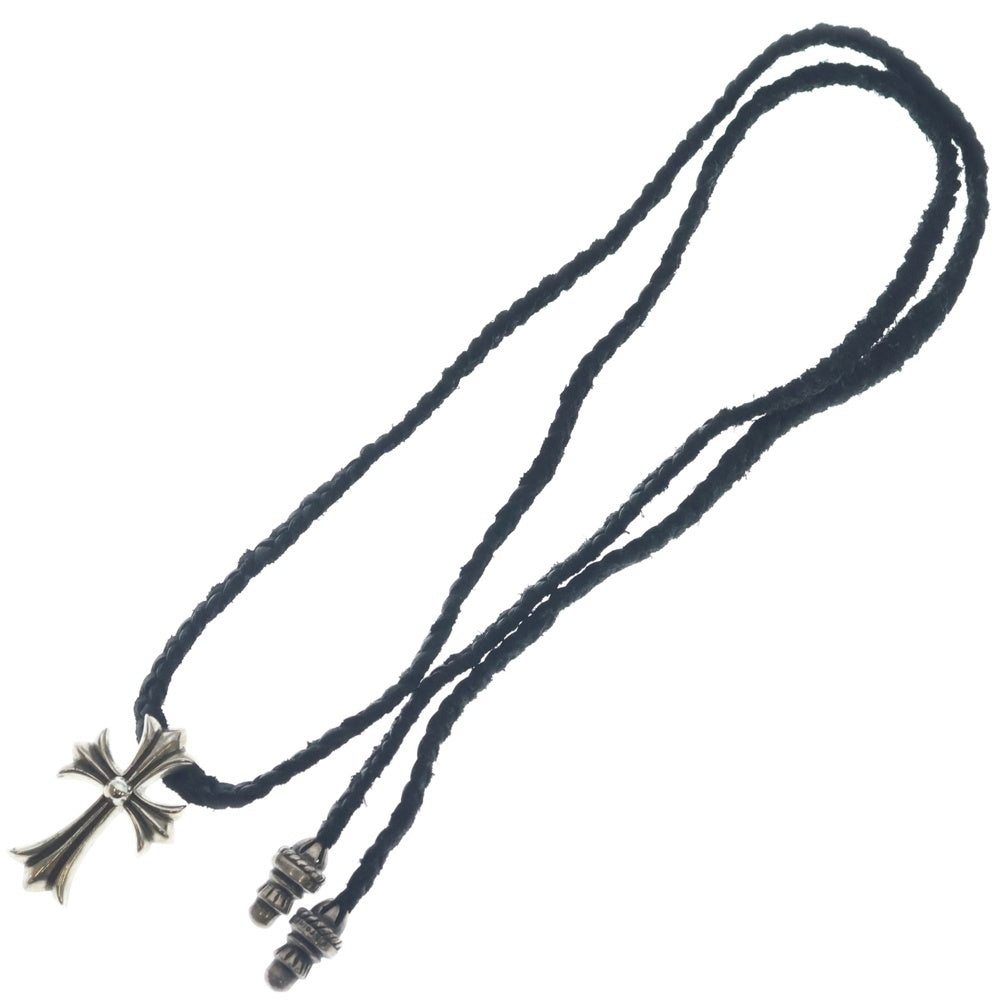CHROME HEARTS(クロムハーツ) CH CRS SML CL スモールCHクロス クリンプト レザーブレイド ネックレス シルバー/ブラック BCA217