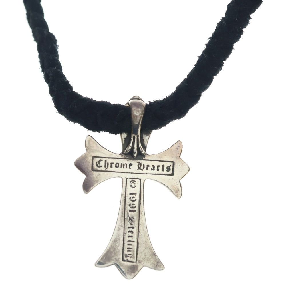 CHROME HEARTS(クロムハーツ) CH CRS SML CL スモールCHクロス クリンプト レザーブレイド ネックレス シルバー/ブラック BCA217