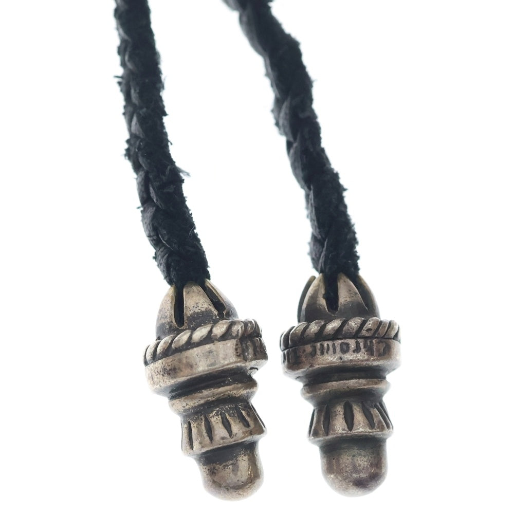 CHROME HEARTS(クロムハーツ) CH CRS SML CL スモールCHクロス クリンプト レザーブレイド ネックレス シルバー/ブラック BCA217