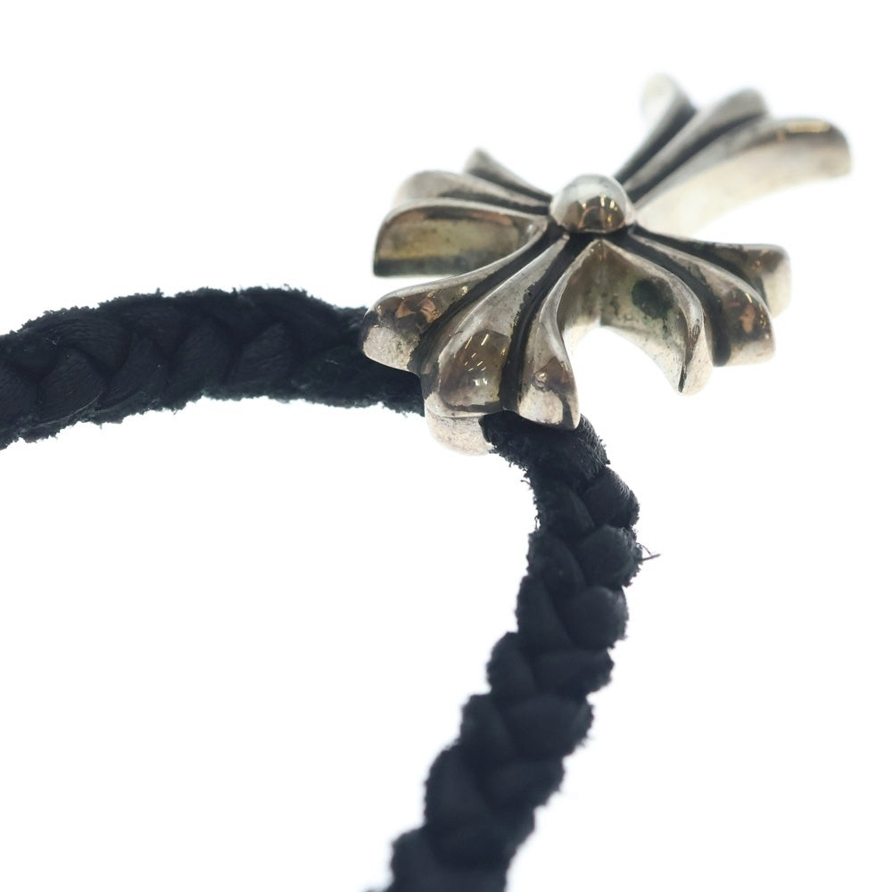 CHROME HEARTS(クロムハーツ) CH CRS SML CL スモールCHクロス クリンプト レザーブレイド ネックレス シルバー/ブラック BCA217