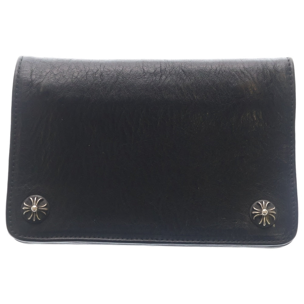 CHROME HEARTS(クロムハーツ) 2ZIP 2ジップ クロスボールボタンレザーウォレット 財布 ブラック BCA363